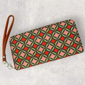 Fossil Sydney Signature Clutch Wallet Geometric Print Zip Around Wristlet